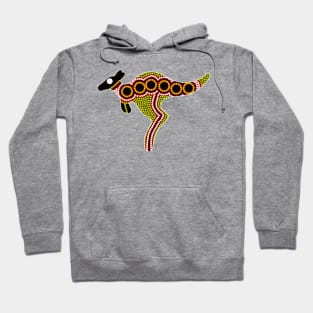 Aboriginal Art - Kangaroo Yellow Oxide Dots Hoodie